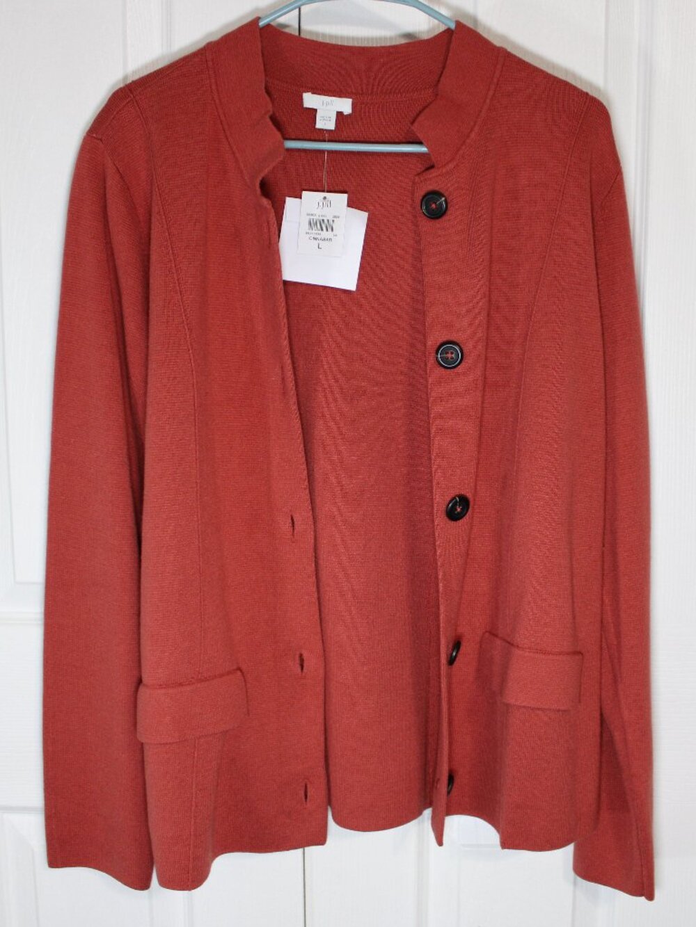 NWT J.Jill Cinnabar Colored Button-Front Closure Blazer Cardigan - Picture 4 of 14